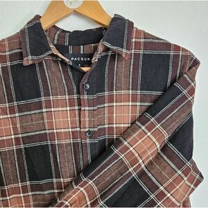 PacSun Multicolored Plaid Flannel Shirt, size small, brown and black